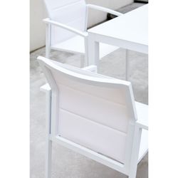 Dining set with extendable garden table in white aluminum | Orick