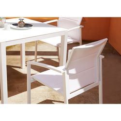 Dining set with extendable garden table in white aluminum | Orick