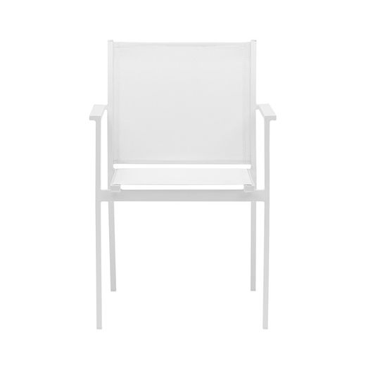 Aluminum and textilene garden chair in white, 57 x 60 x 84 cm | Adin
