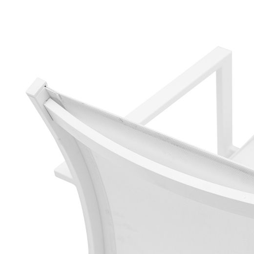 Aluminum and textilene garden chair in white, 57 x 60 x 84 cm | Adin