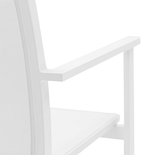 Aluminum and textilene garden chair in white, 57 x 60 x 84 cm | Adin