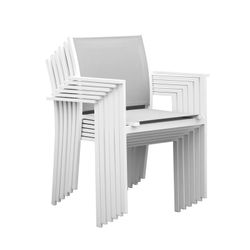 Aluminum and textilene garden chair in white and gray, 57 x 60 x 84 cm | Adin