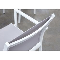 Aluminum and textilene garden chair in white and gray, 57 x 60 x 84 cm | Adin