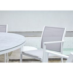 Aluminum and textilene garden chair in white and gray, 57 x 60 x 84 cm | Adin