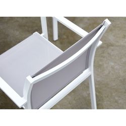 Aluminum and textilene garden chair in white and gray, 57 x 60 x 84 cm | Adin