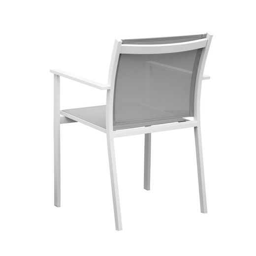 Aluminum and textilene garden chair in white and gray, 57 x 60 x 84 cm | Adin