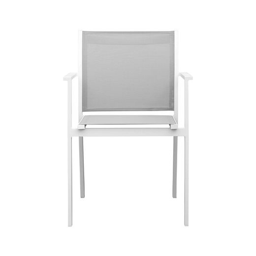 Aluminum and textilene garden chair in white and gray, 57 x 60 x 84 cm | Adin