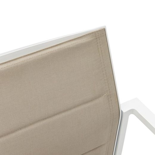 Tuinstoel van aluminium en textiel in wit en taupe, 57 x 58 x 86 cm | Orik