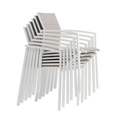 Tuinstoel van aluminium en textiel in wit en taupe, 57 x 58 x 86 cm | Orik