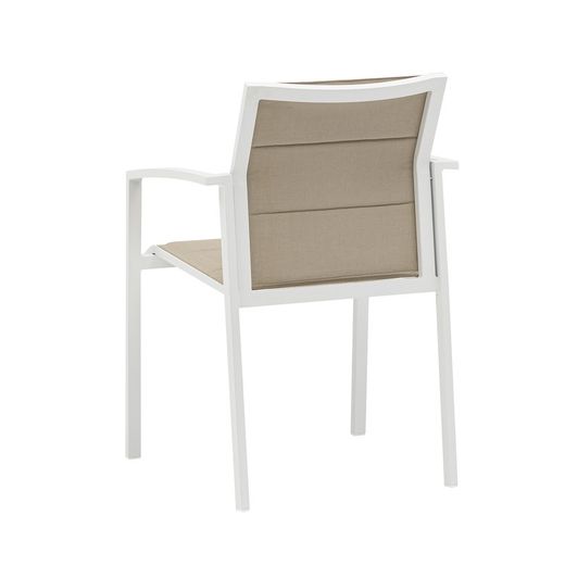 Tuinstoel van aluminium en textiel in wit en taupe, 57 x 58 x 86 cm | Orik