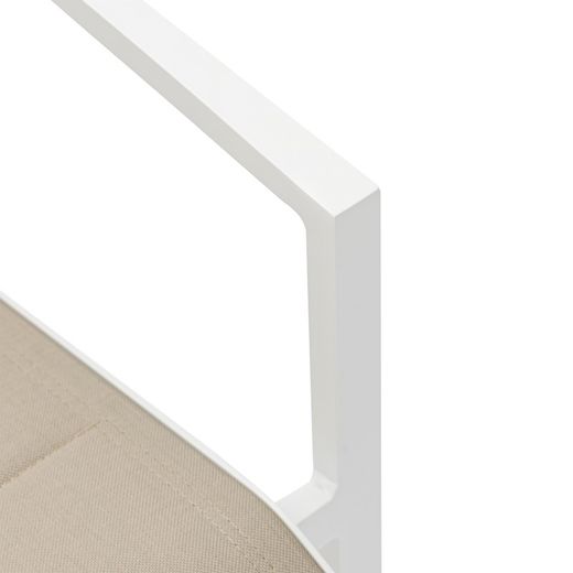 Tuinstoel van aluminium en textiel in wit en taupe, 57 x 58 x 86 cm | Orik