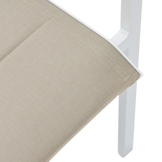 Tuinstoel van aluminium en textiel in wit en taupe, 57 x 58 x 86 cm | Orik