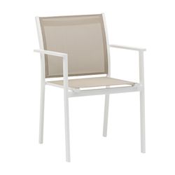 Garden dining set in white and taupe aluminum | Orick + Adin