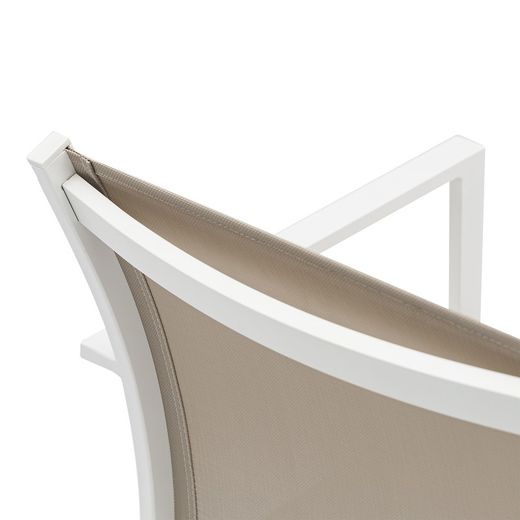 Garden dining set in white and taupe aluminum | Orick + Adin