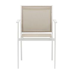 Garden dining set in white and taupe aluminum | Orick + Adin