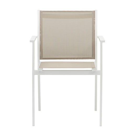 Garden dining set in white and taupe aluminum | Orick + Adin