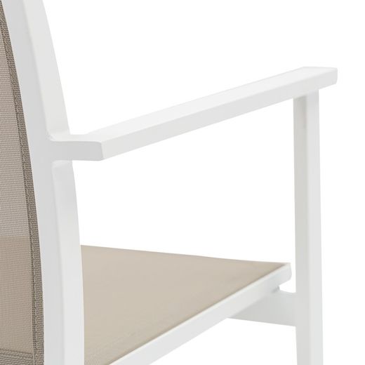 Garden dining set in white and taupe aluminum | Orick + Adin