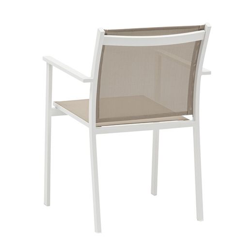Garden dining set in white and taupe aluminum | Orick + Adin