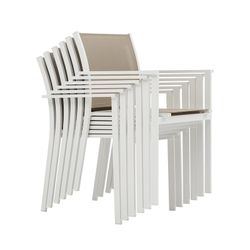 Garden dining set in white and taupe aluminum | Orick + Adin