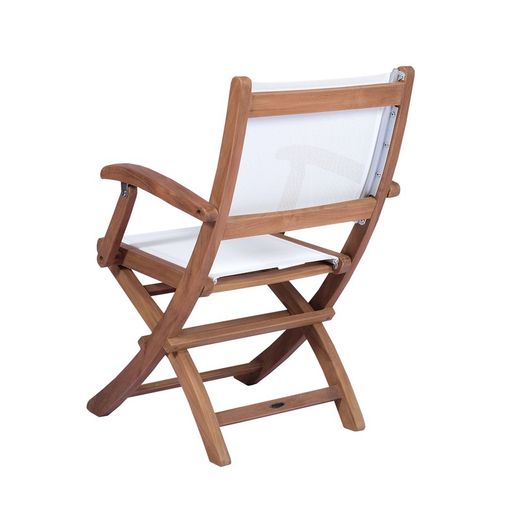 Garden dining set in natural teak and white Batyline | Danao + Candon