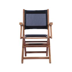 Garden dining set in natural teak and black Batyline | Candon