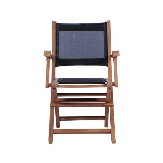 Garden dining set in natural teak and black Batyline | Candon