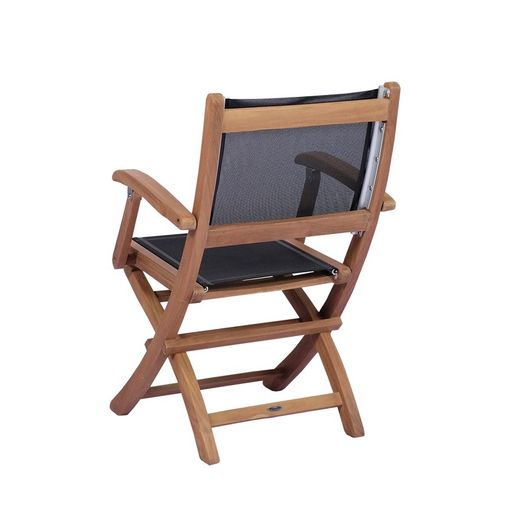 Garden dining set in natural teak and black Batyline | Candon