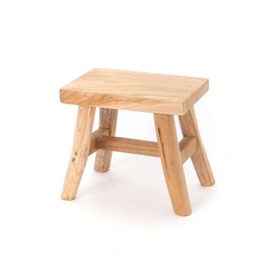Tulum rektangulär trädgårdsstol i naturträ, 33x23x30cm