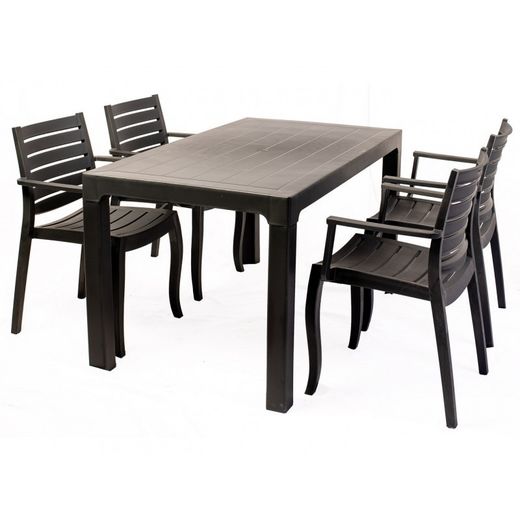 Krzesło ogrodowe z tworzywa sztucznego Zoilo brązowe, 56'5x52x84 cm