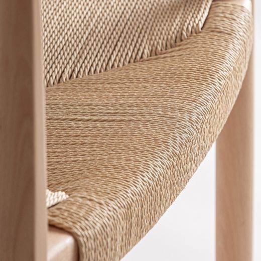 Silla de madera de haya y cuerda en marrón, 63 x 53 x 77 cm | Wieller