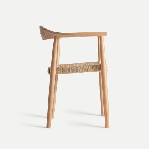 Silla de madera de haya y cuerda en marrón, 63 x 53 x 77 cm | Wieller
