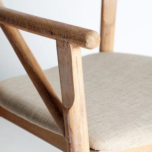 Elm wood chair in natural and beige, 61 x 63 x 85 cm | Yviers