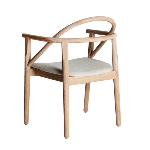 Elm wood chair in natural and beige, 61 x 63 x 85 cm | Yviers