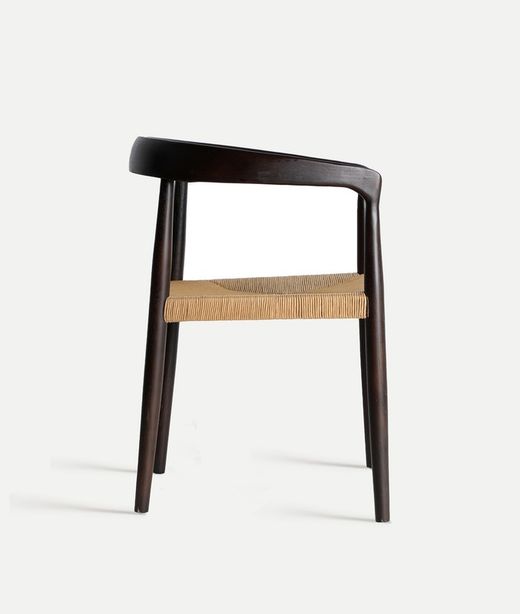 Elm wood chair in black and natural, 54 x 52 x 75 cm | Leynie