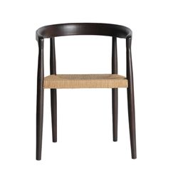 Elm wood chair in black and natural, 54 x 52 x 75 cm | Leynie