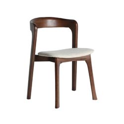 Elm wood and linen chair in brown and beige, 51 x 59 x 79 cm | Artix
