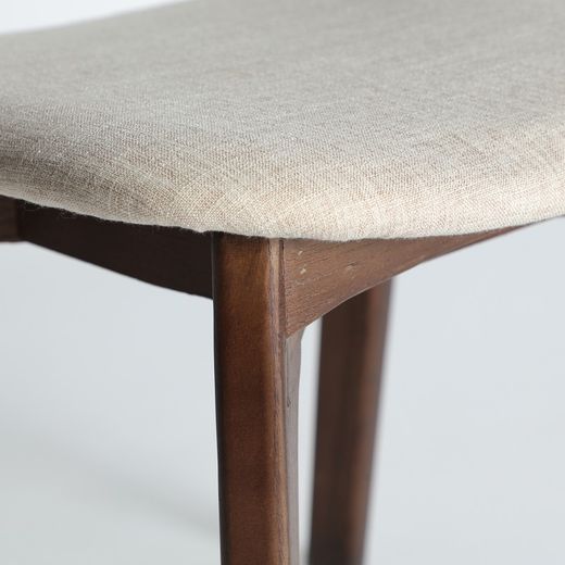 Elm wood and linen chair in brown and beige, 51 x 59 x 79 cm | Artix
