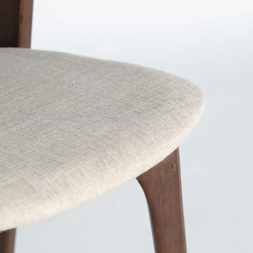 Elm wood and linen chair in brown and beige, 51 x 59 x 79 cm | Artix