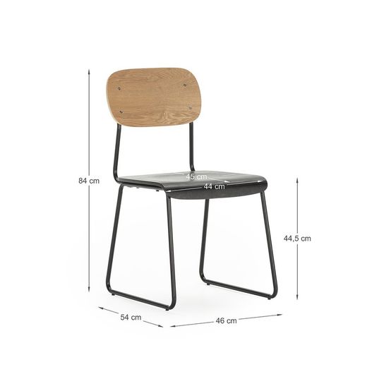 Wooden chair in natural and black, 53.5 x 47 x 84.5 cm | Aira
