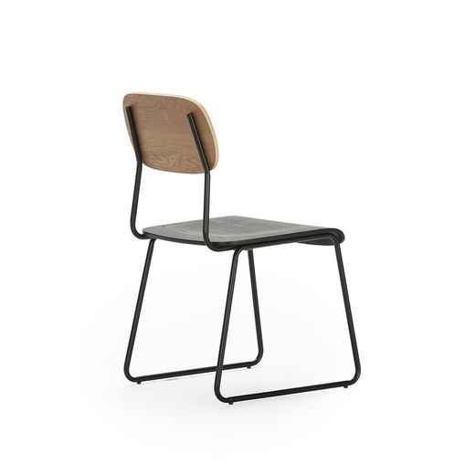 Wooden chair in natural and black, 53.5 x 47 x 84.5 cm | Aira