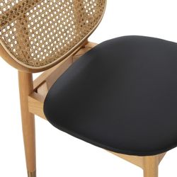 Natural Wood and Leatherette Chair, 47x54x86 cm