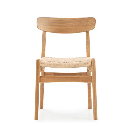 Chaise en bois et corde couleur chêne, 49 x 51 x 78 cm | Biel