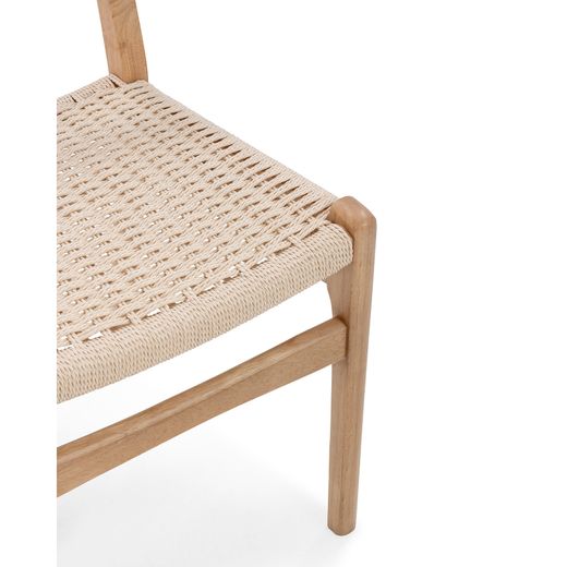 Chaise en bois et corde couleur chêne, 49 x 51 x 78 cm | Biel