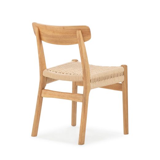 Chaise en bois et corde couleur chêne, 49 x 51 x 78 cm | Biel