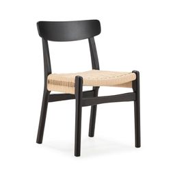 Wooden and rope chair in black, 49 x 51 x 78 cm | Biel