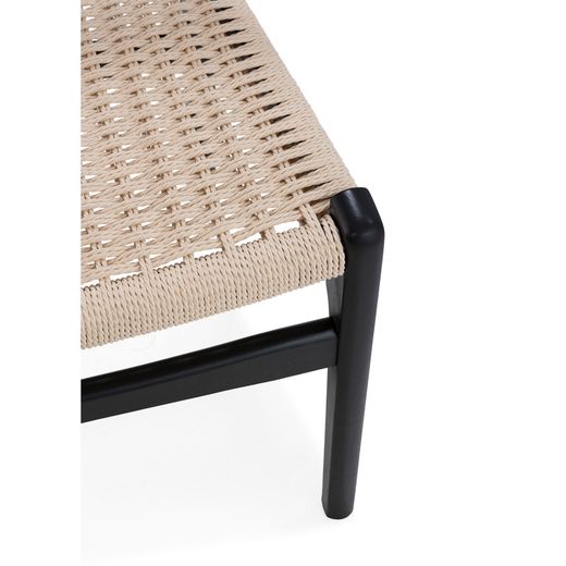 Wooden and rope chair in black, 49 x 51 x 78 cm | Biel