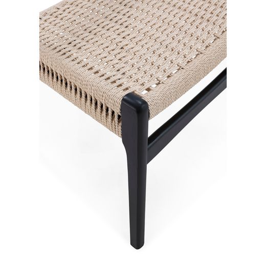 Wooden and rope chair in black, 49 x 51 x 78 cm | Biel