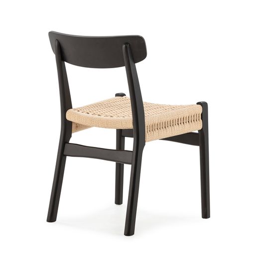 Wooden and rope chair in black, 49 x 51 x 78 cm | Biel