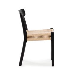 Wooden and rope chair in black, 49 x 51 x 78 cm | Biel