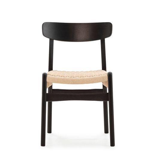 Wooden and rope chair in black, 49 x 51 x 78 cm | Biel